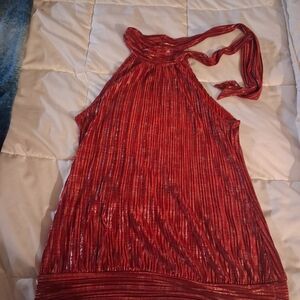 Shimmering Red Halter Top